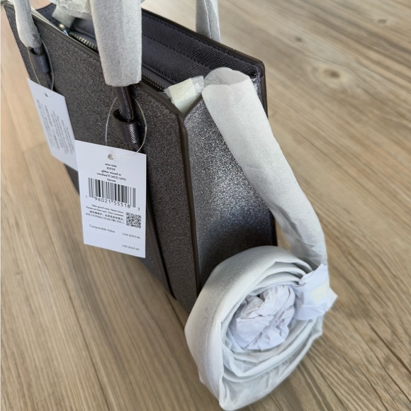 Kate Spade Kenzie Glitter Small Tote Bag KI959 Blueish Silver Purse NWT $329! - Picture 13 of 14